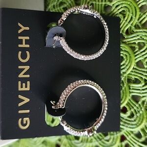 Givenchy Sparkling Silver Hoop Earrings